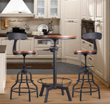 33.5-39.4 Inch Tall Industrial Bar Table-Adjustable Bar Height Bistro Whiskey Pub Table