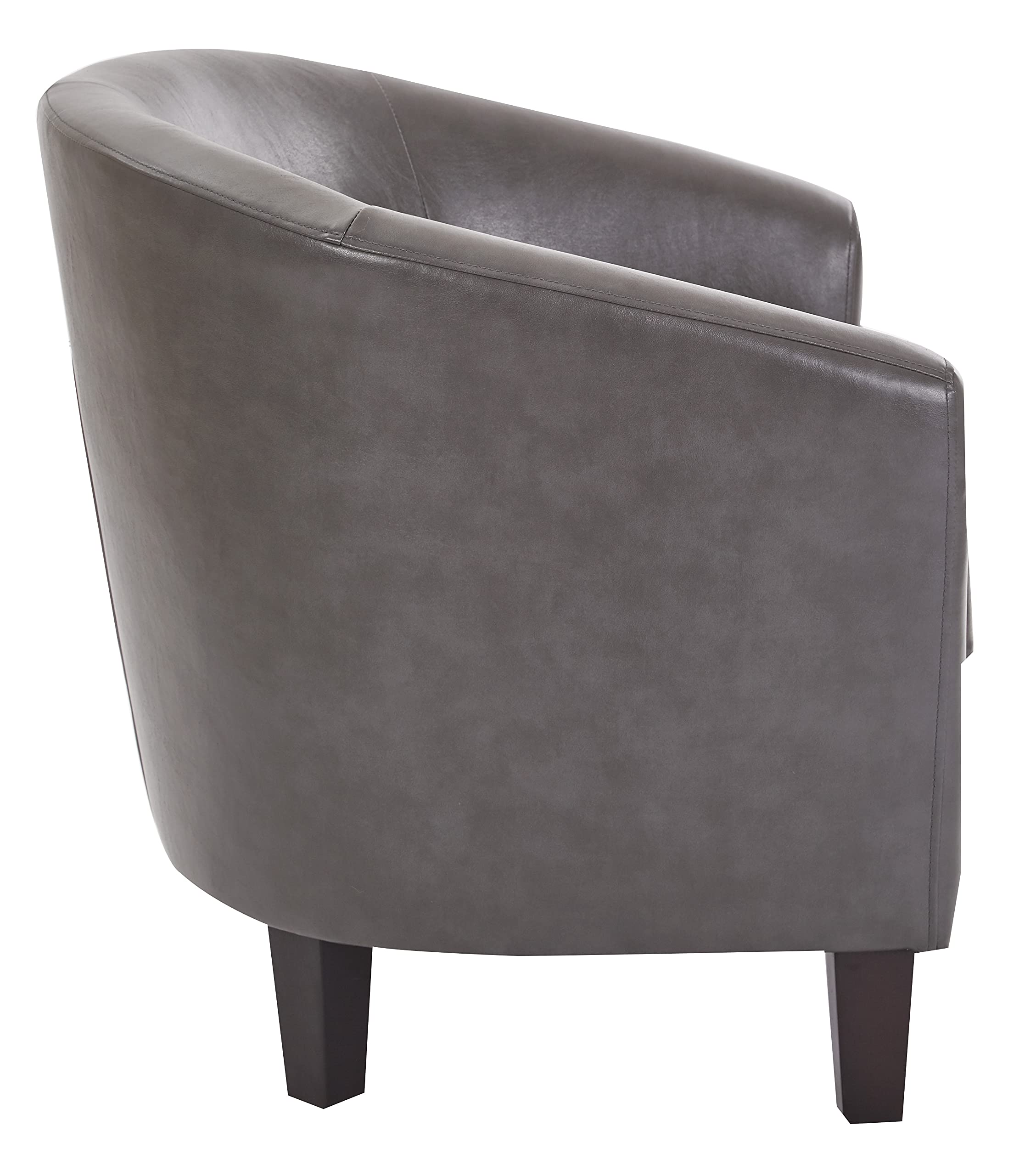Tub Accent Chair with Dark Espresso Wood Legs, Pewter Faux Leather