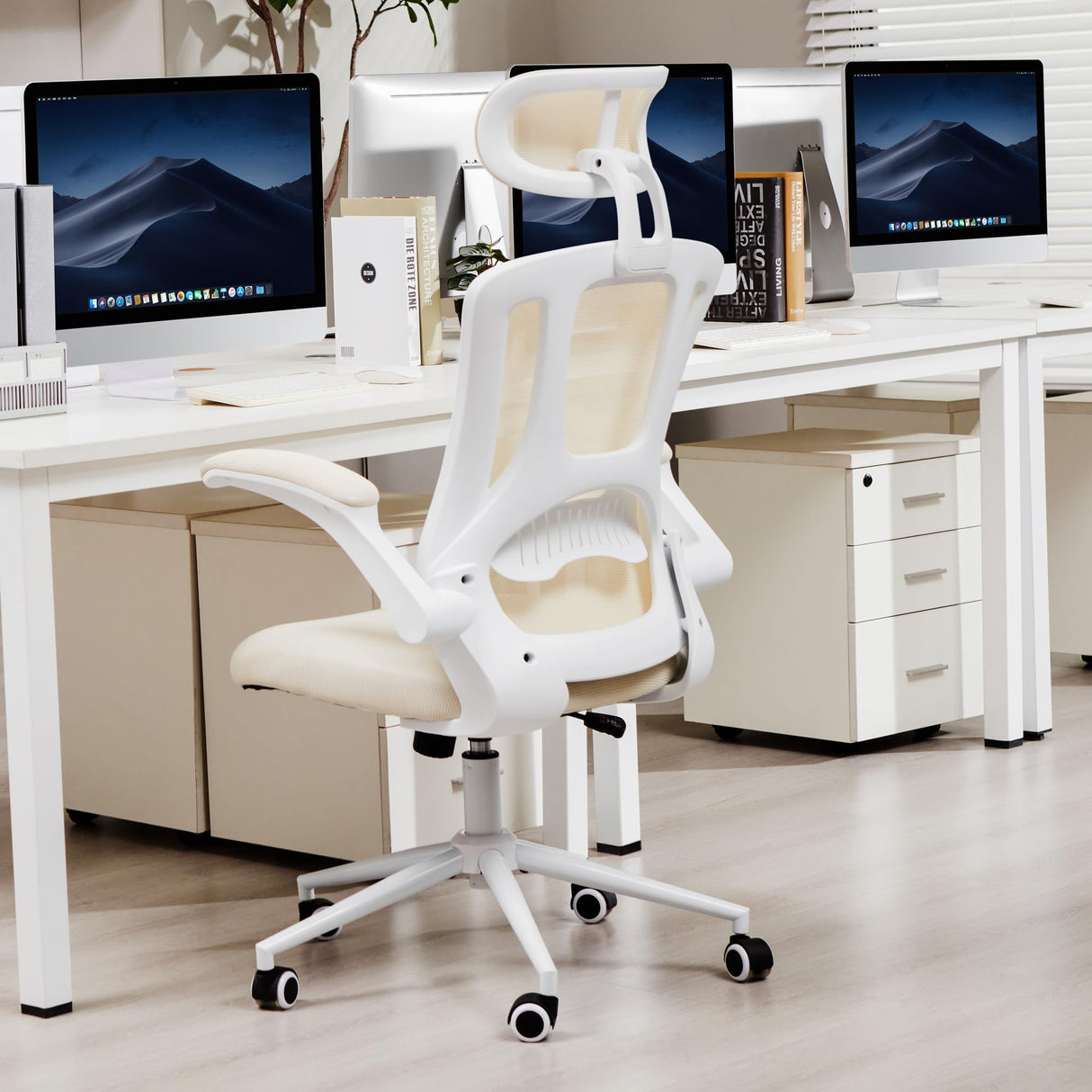 Home Office Desk Chair - Ergonomic Computer Chair with Adjustable Flip-Up Armrests