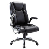 High Back Office Chair with Flip-up Arms, Executive Computer Desk Chair Bonded Leather Adjustable