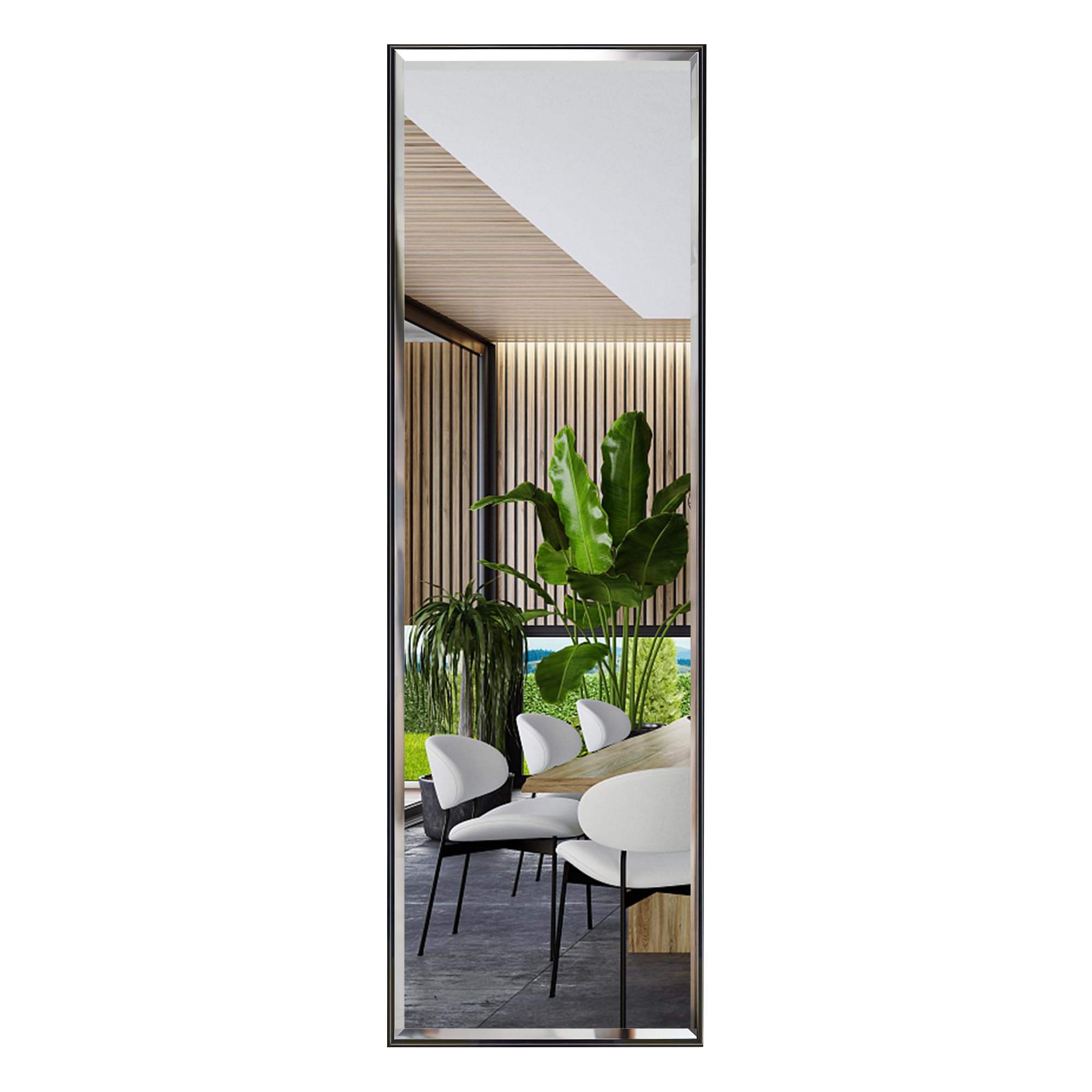 14x48 Inch Full Length Wall Mirror - Black Rectangular Frame