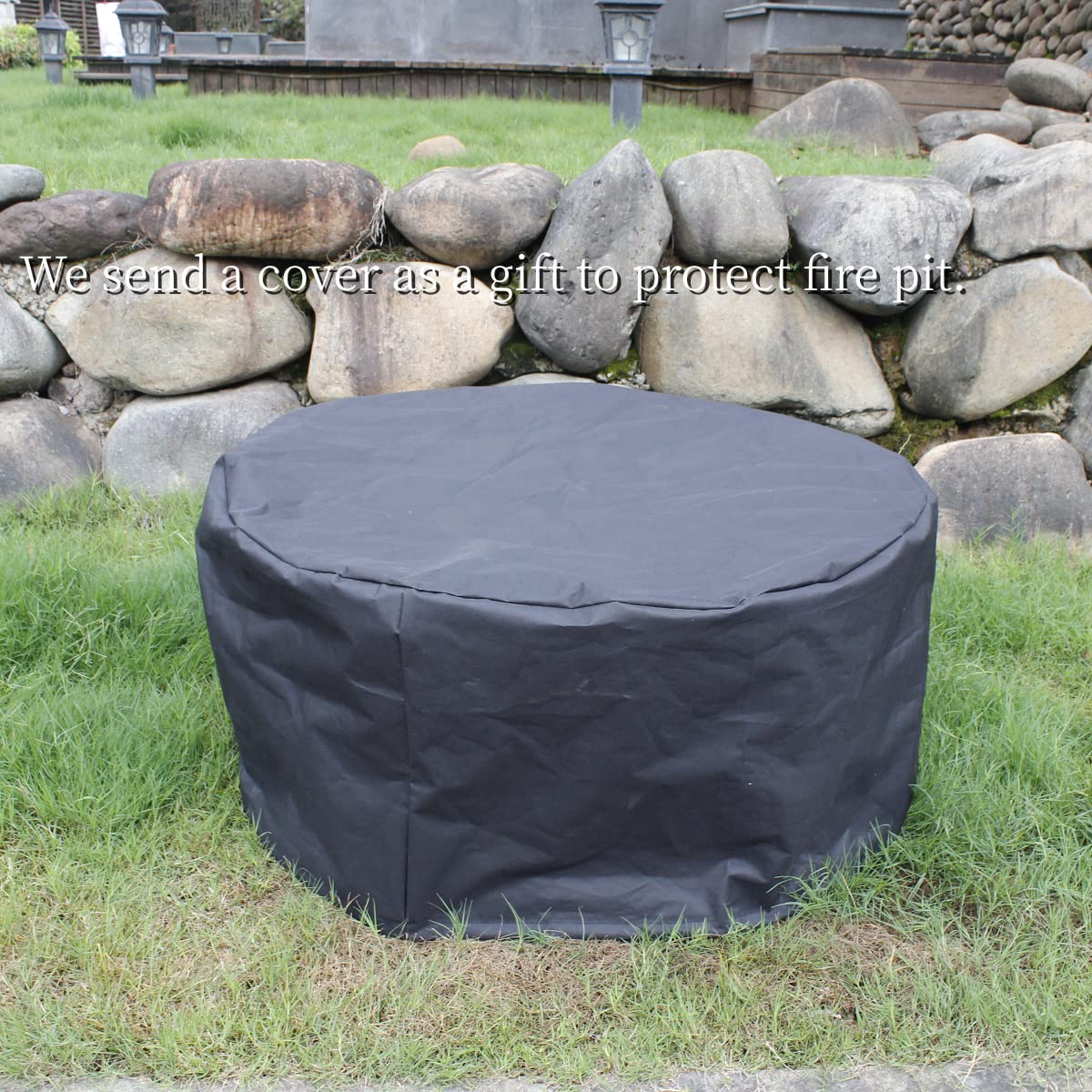OutVue 36 Inch Fire Pit with 2 Grills, Wood Burning Fire Pits for Outside with Lid, Poker and Round Waterproof Cover, BBQ& Outdoor Firepit & Round Metal Table 3 in 1 for Patio, Picnic, Party - Bircata