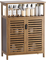 Bathroom Cabinet Freestanding, Bamboo Storage Cabinet 4-Tier Floor Cupboard