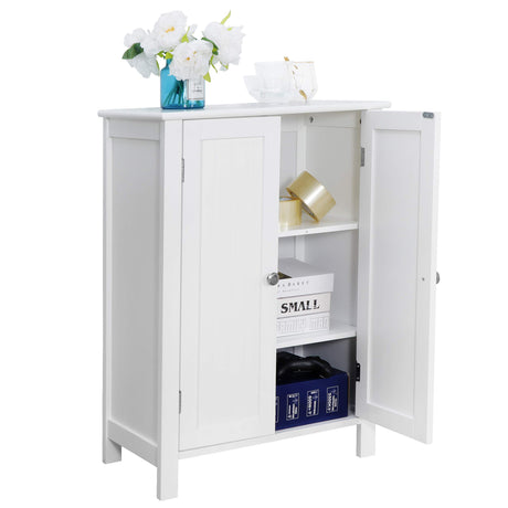 Bathroom Floor Storage Cabinet Free Standing Side Organizer, Tall Kitchen Pantry