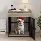 Dog Crate Furniture for Small Dogs with Charging Station
