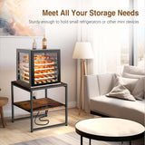 20" End Table with Charging Station, Industrial Square Side Table