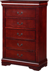 6PC Cherry Finish Louis Philippe Furniture Queen Size Bedroom Set. Bed, Dresser,