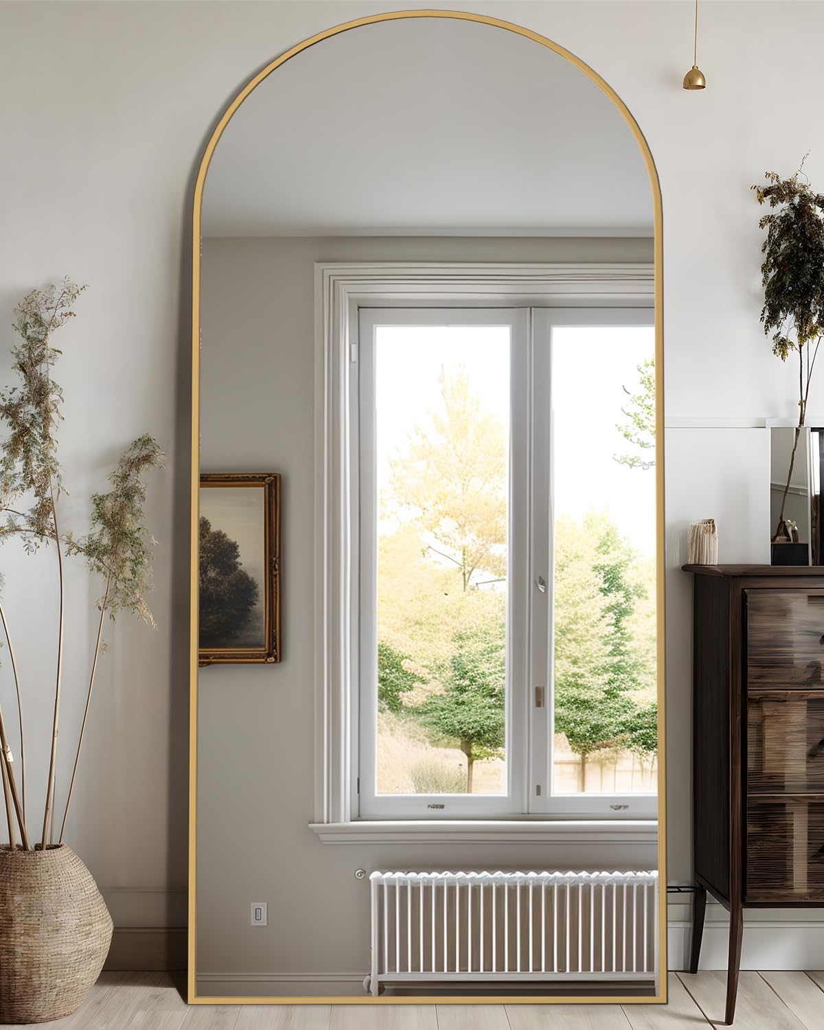 Full Length Mirror, 76"x34" Arched Floor Mirror Freestanding, Oversized Floor Standing