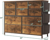 Bedroom, 10 Drawers Fabric Storage Drawer, Chest of Drawers for Bedroom with Hooks,