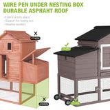 GUTINNEEN Chicken Coop Mobile Outdoor Chicken House Hen Coop with Wheels Nesting Box, Poultry Cage Duck House with Run(Blown)