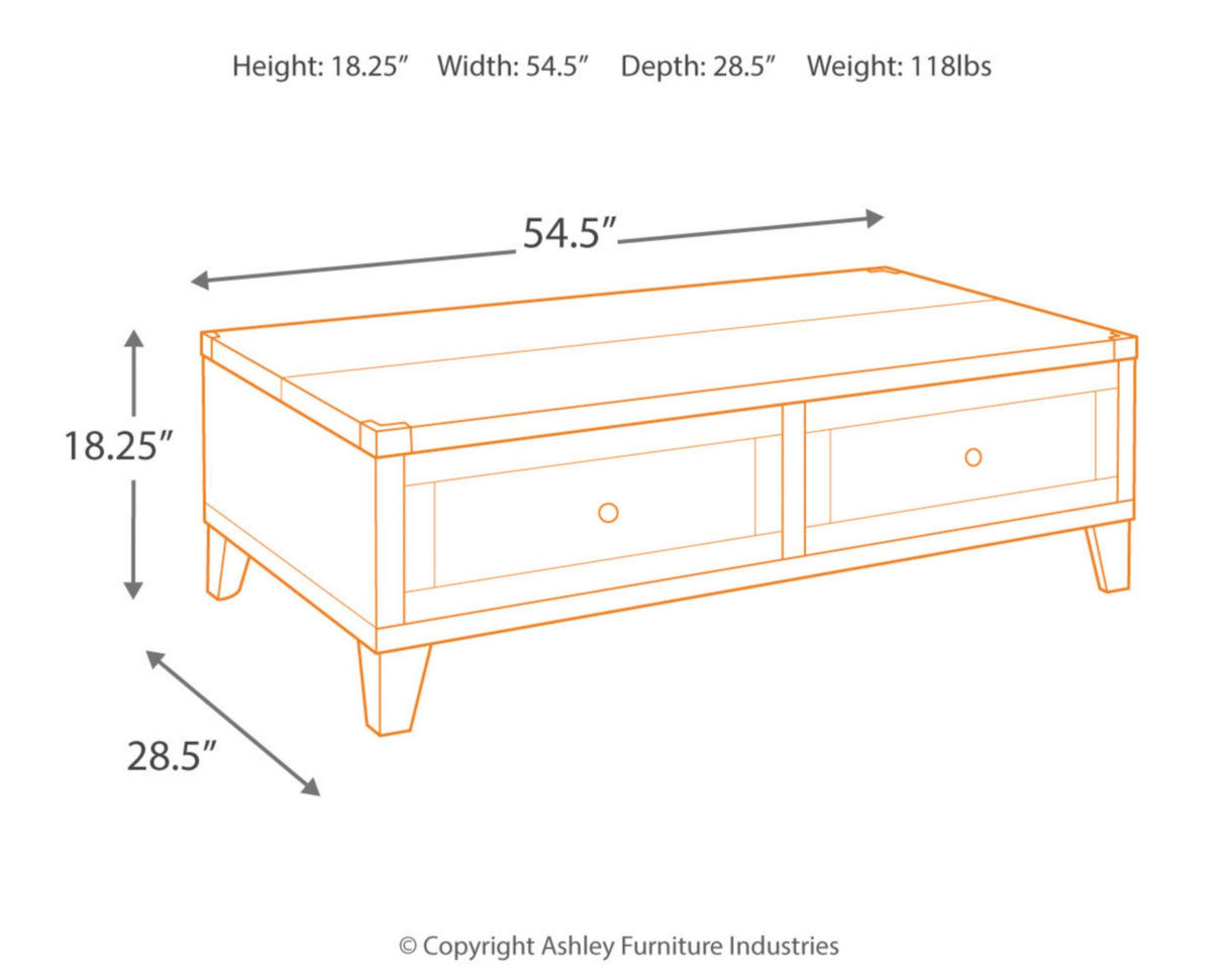 Todoe Industrial Rectangular Lift Top Coffee Table with 2 Storage Drawers,