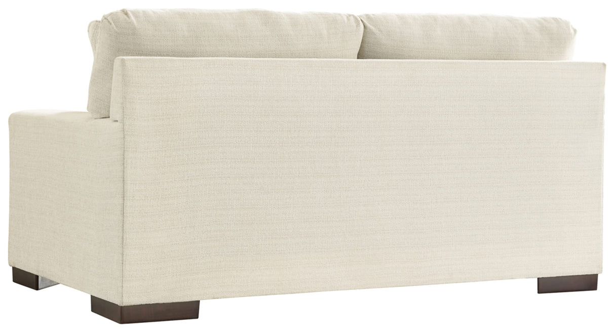 Maggie Contemporary Upholstered Loveseat with Accent Pillows, Off-White