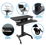 Mount-It! Electric Mobile Height Adjustable Standing Workstation with Wheels | Rolling Sit Stand Workstation with Programmable Height Adjustment Controller | 31.5 x 14.5 in Tabletop