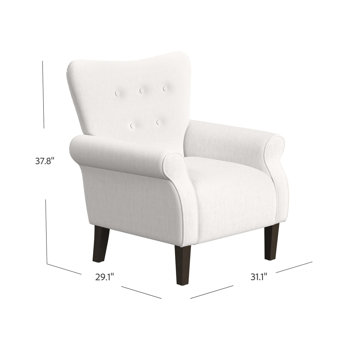 Upholstered Rolled Arm Wingback Accent Chair | Accent Chairs for Living Room & Bedroom | Decorative Home Furniture - Cream