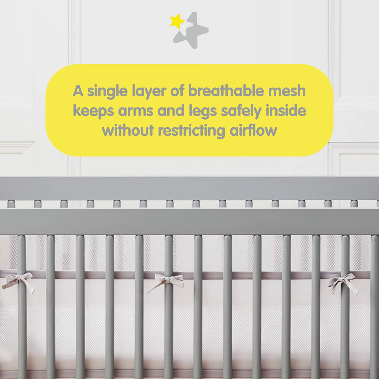 Breathable Mesh Liner for Full-Size Cribs, Classic 3mm Mesh, Starlight (Size 4FS Covers