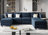 Modular Sectional Sofa Couch with Reversible Chaise Velvet L Shaped Storage 4-seat Convertible Blue…
