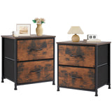 Sweetcrispy Nightstand Set of 2, End Tables with 2 Storage Drawers Bedside Furniture