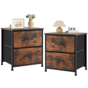 Sweetcrispy Nightstand Set of 2, End Tables with 2 Storage Drawers Bedside Furniture