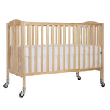 Folding Full Size Convenience Crib In Natural, Two Adjustable Mattress Height Positions,