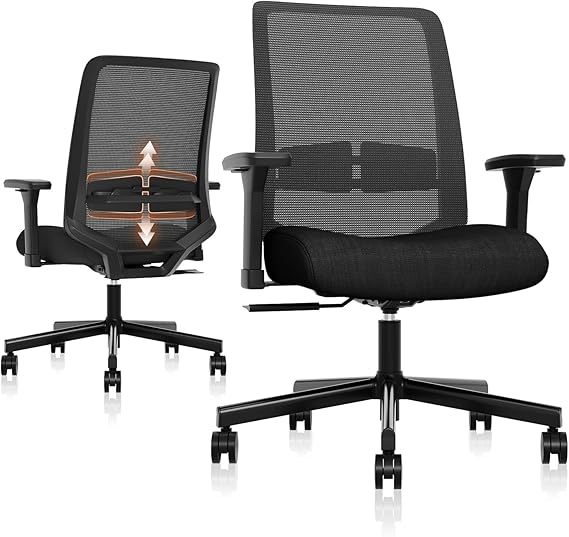 Ergonomic Office Chair with Wheels, Comfy Desk Chair, Study Task Chair