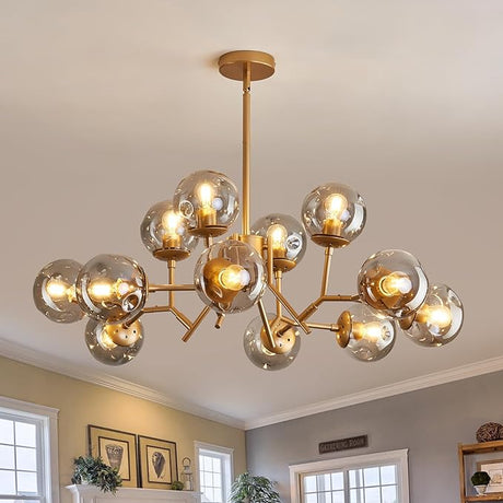 12-Light Glass Globe Sputnik Chandelier Mid-Century Modern