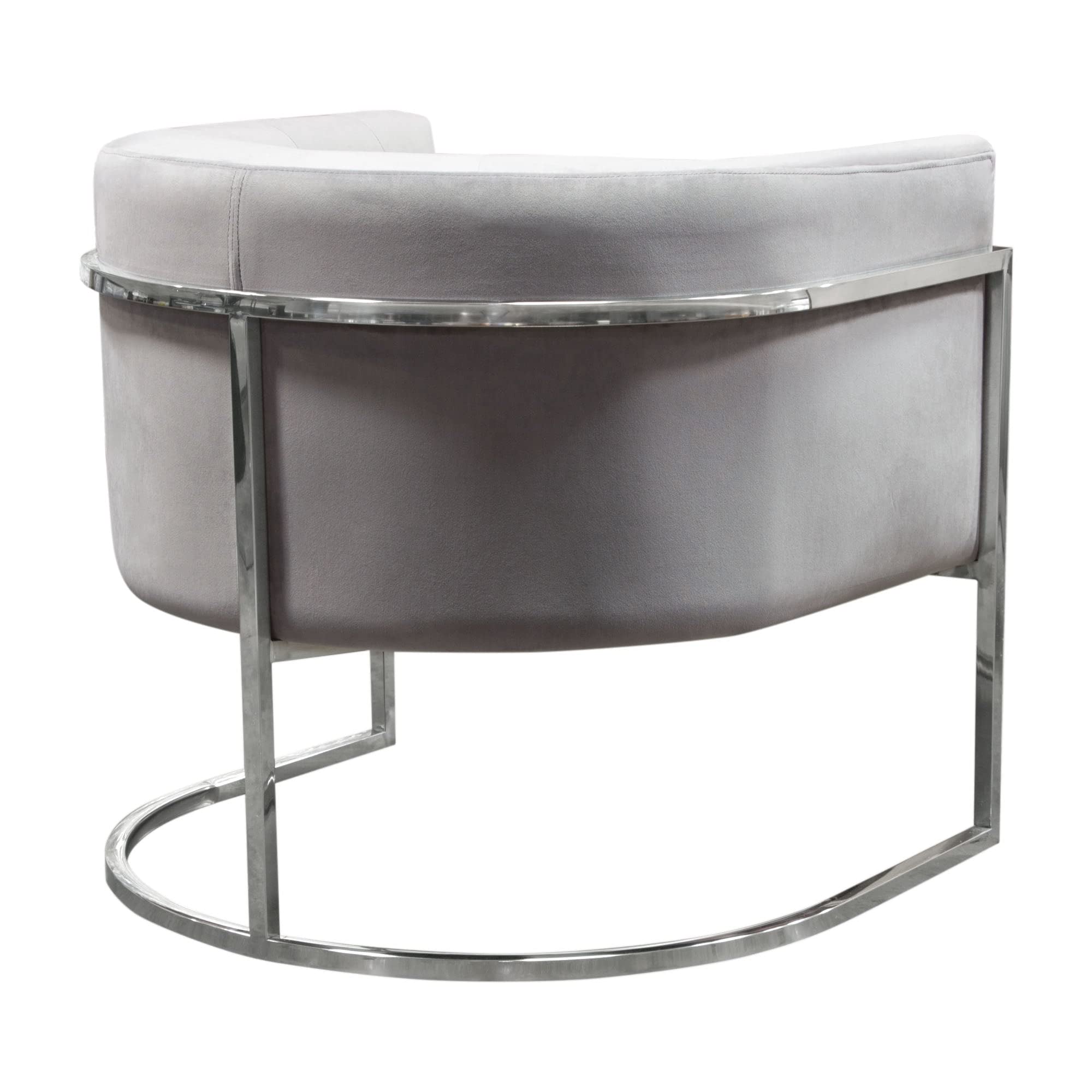 Accent Chair with Stainless Steel Frame in Grey Velvet