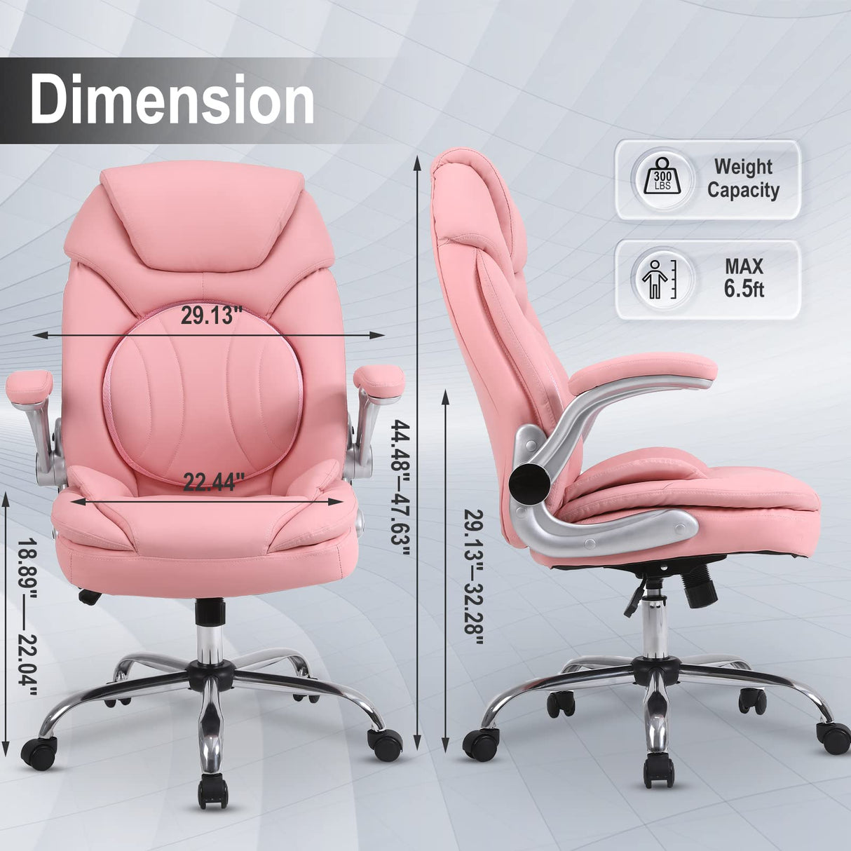 Ergonomic Executive Office Chairs with Adjustable Lumbar Support, 90-120° Rocking