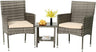 3 Piece Outdoor Furniture Set Patio Gray Wicker Chairs Furniture Bistro Conversation Set 2