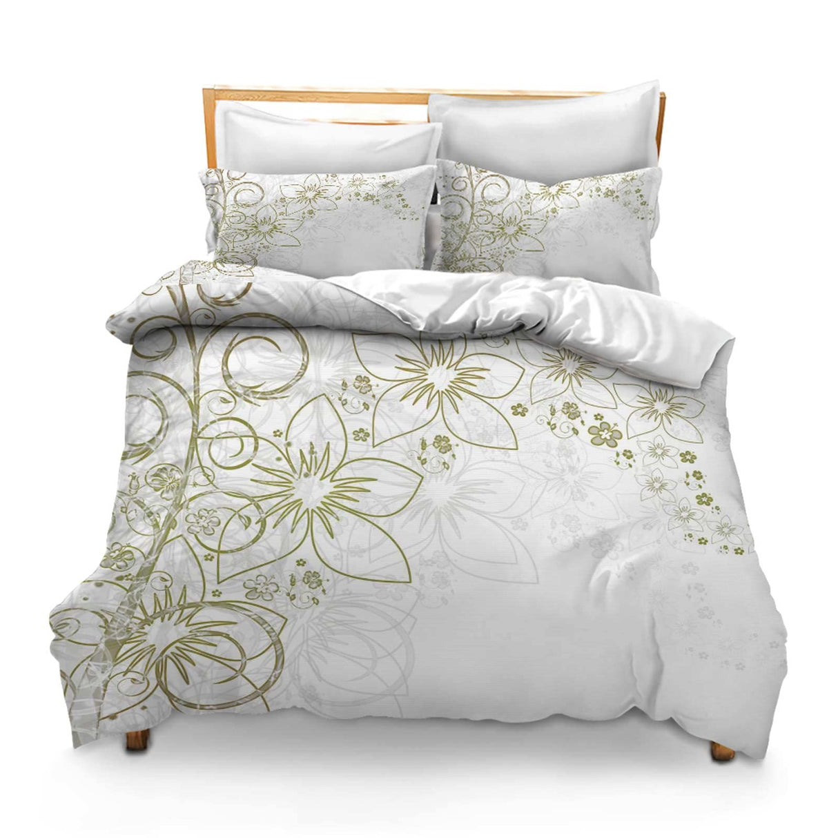 Printed Comforter Cover Set Twin Flower Blossom Background Leaves Leaves Flora Greeting Card Template Texture Abstract Bedspread Room Decor for Kids Boys and Girls