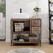 YOURLITE Bathroom Vanity, 36" Bathroom Vanity with Sink Combo Set, Dark Brown Modern Wood Bathroom Cabinet with White Ceramic Bathroom Sink