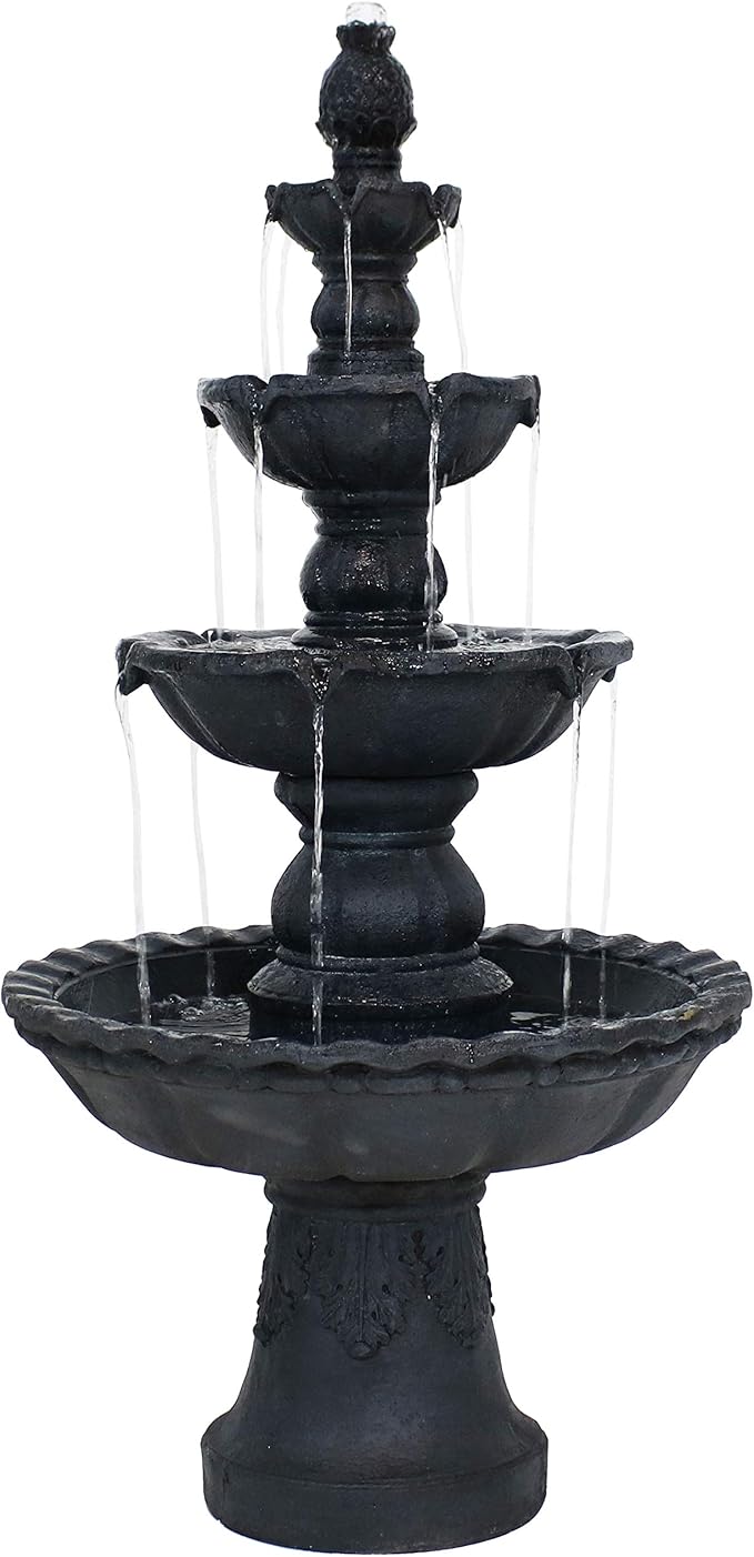52-Inch 4-Tier Outdoor Water Fountain - Tall Outdoor Fountain for Garden, Patio or Yard