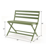 Outdoor Foldable Garden Bench, Powder Coated Aluminum Patio Porch Bench Chair