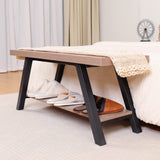 2-Tier Shoe Rack Bench - Entryway Organizer, Rustic Wood