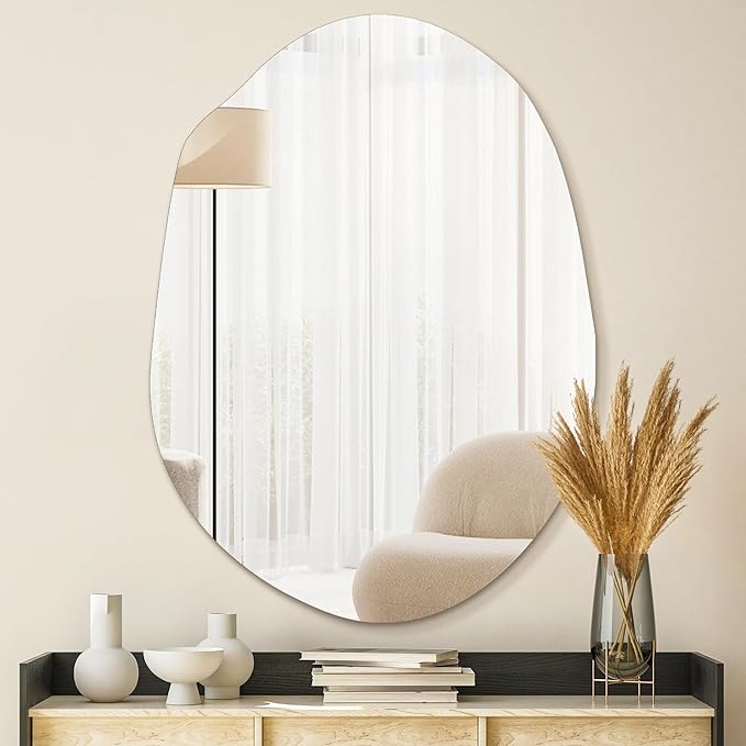 Irregular Asymmetrical Wall Mirror for Living Room Bathroom Entryway, Modern Decorative Mirror