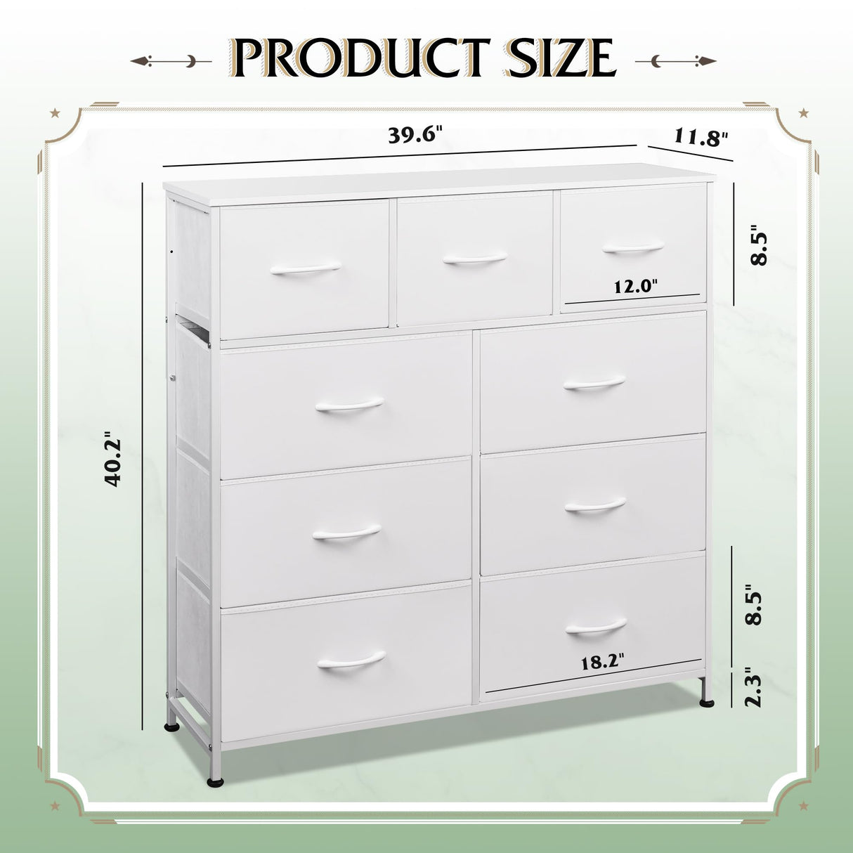 9-Drawer Dresser, Fabric Storage Tower for Bedroom, Hallway, Closet, Tall Chest