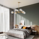 BOKT Modern 8-Lights Clear Globe Gold Chandelier Mid Century Brushed Brass Sputnik