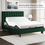 Queen Bed Frame/Velvet Upholstered Platform Bed Frame with Headboard/Strong Wood