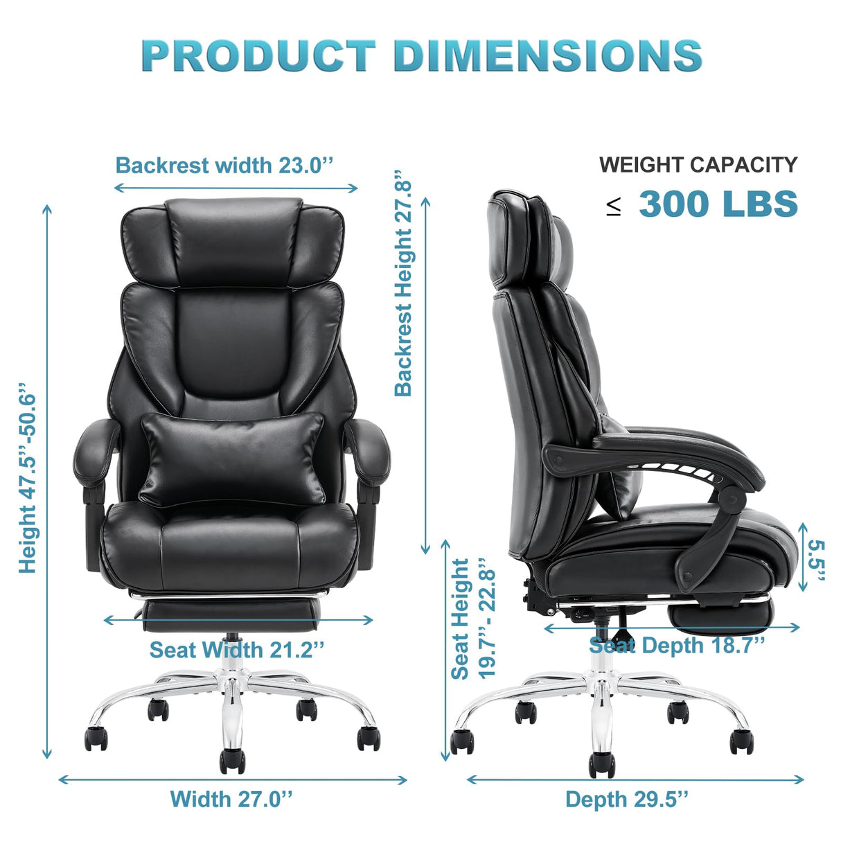 Office Chair with Footrest-Ergonomic High Back Design Executive Computer Desk Chair