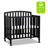 Folding Portable 3-in-1 Convertible Mini Crib and Twin Bed in Ebony, Greenguard Gold