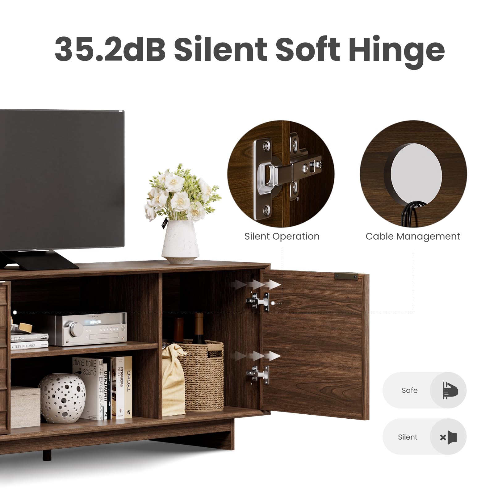 59" Mid-Century Modern TV Stand with Storage