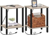 End Table with Charging Station, Set of 2, Side Table with USB Ports and Outlets, Nightstand