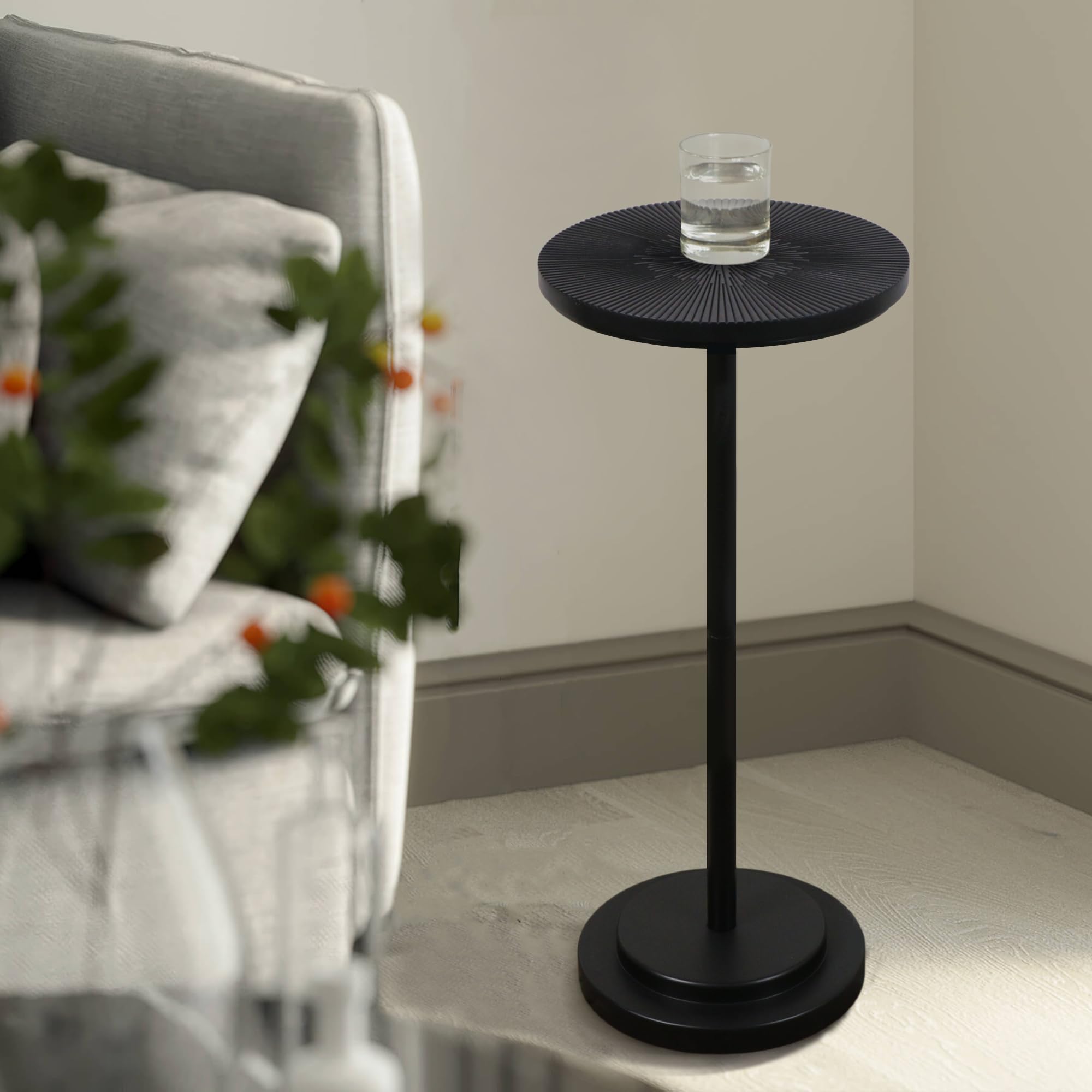 Drink Table, Carved Table Top Martini Table, Small Side Table
