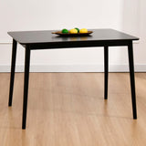 43.3" Black Wooden Dining Table, Solid Wood Kitchen Rectangular Dining Table