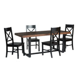 Barnes 5-Piece Rustic Metal and Wood Dining Table with X-Back Chairs, Set of 5,