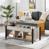 Gray Coffee Table, 47.5in Lift Top Coffee Table with Storage Hidden Compartment