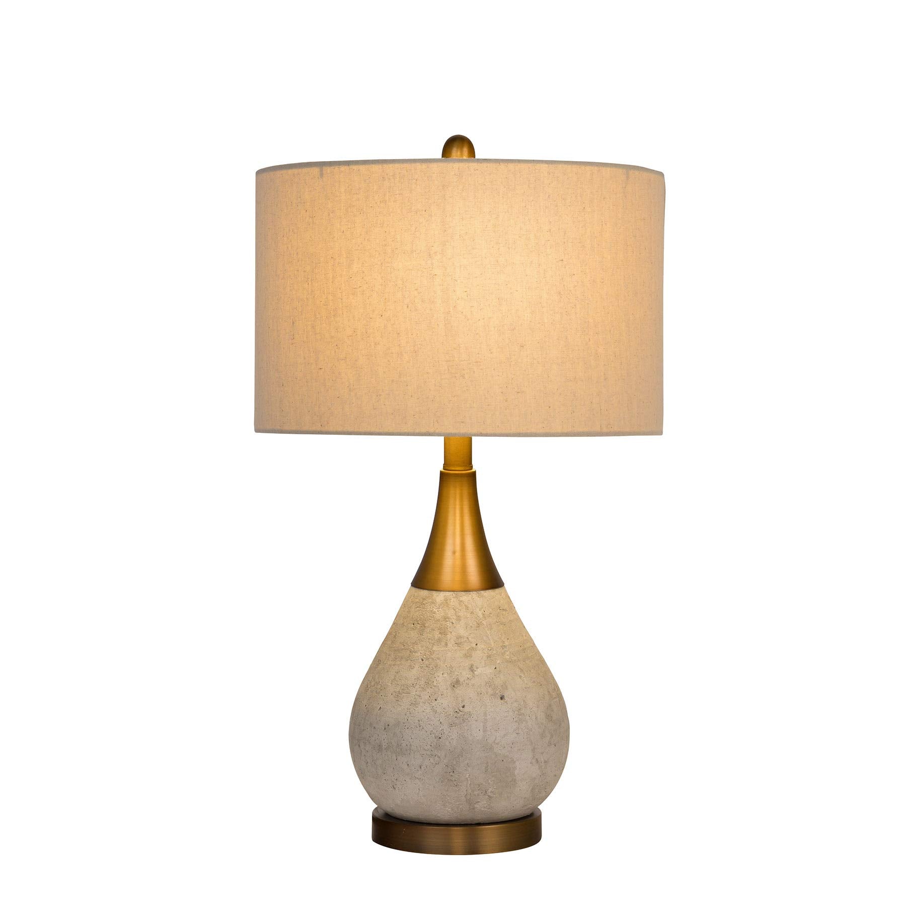Litex Lamp, Natural Concrete & Antique Brass, 25.75x14.00x14.00