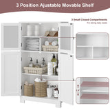 Bathroom Cabinet, Storage Cabinet with Adjustable Shelves & Glass Doors, Freestanding