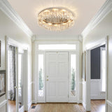 24in Crystal Chandeliers Flush Mount Ceiling Light, 8 Lights Modern Crystal Ceiling Light,