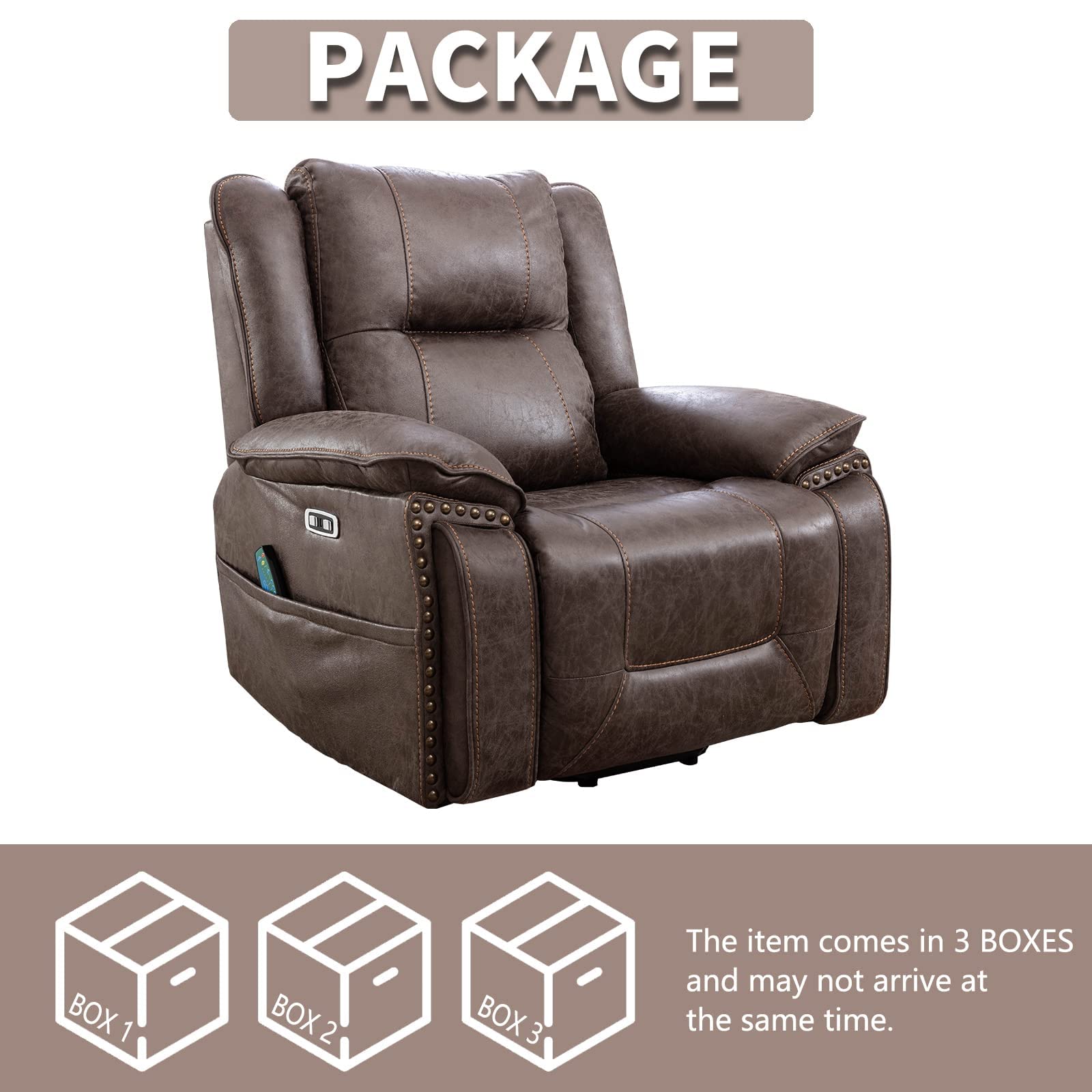 Dual Motor Large Power Lift Recliner Chair with Massage and Heat for Elderly Big People