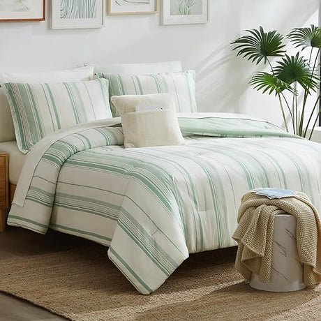 Queen Comforter Set, Plaid Design Comforter Set 7 Pieces